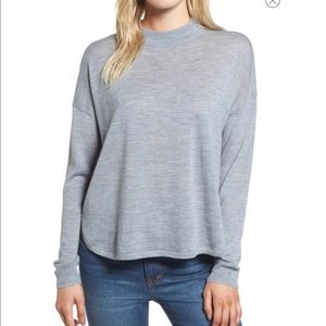 Madewell Mock Neck Boxy Pullover Grey Heather XXS